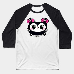 cute kawaii owl with pink ribbon and big bing bing eyes Baseball T-Shirt